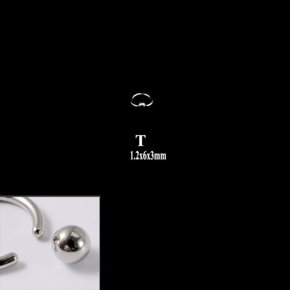 316L Stainless Steel Round Clip Ball Multipurpose Ring Earrings Ear Bone Ring Unisex Simple Style