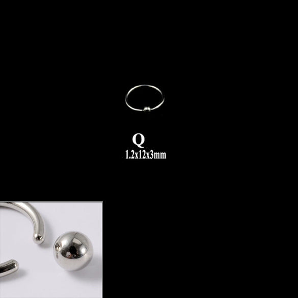316L Stainless Steel Round Clip Ball Multipurpose Ring Earrings Ear Bone Ring Unisex Simple Style