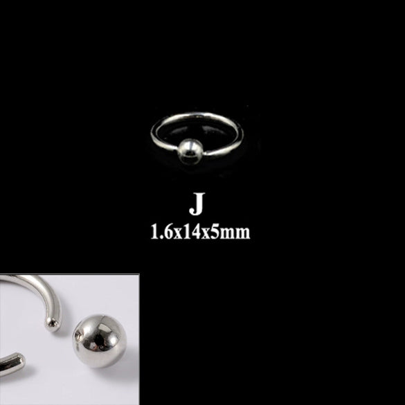 316L Stainless Steel Round Clip Ball Multipurpose Ring Earrings Ear Bone Ring Unisex Simple Style
