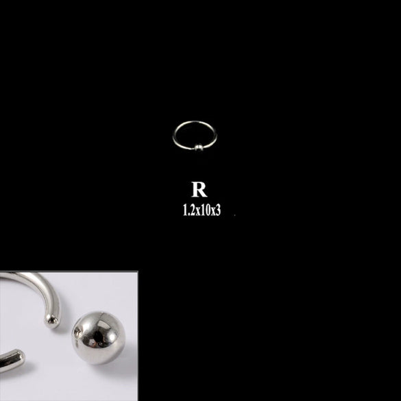316L Stainless Steel Round Clip Ball Multipurpose Ring Earrings Ear Bone Ring Unisex Simple Style
