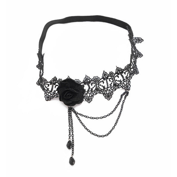 Lace Flower Thigh Chain Gothic Dark Style Fabric Material