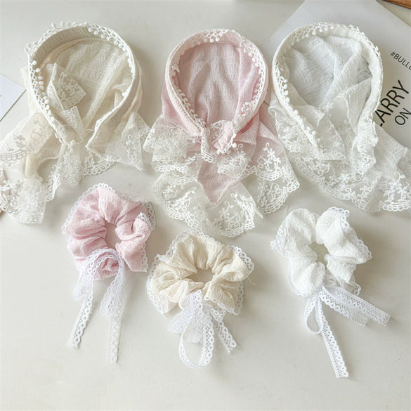 Lace Triangle Floral Fabric Hair Hoop For Girls In Seiko Style