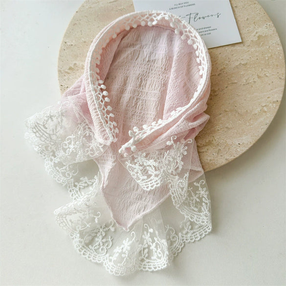 Lace Triangle Floral Fabric Hair Hoop For Girls In Seiko Style