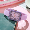 Ladies Alloy And Silicone Rectangle Shell Digital Quartz Watch Leisure Style