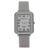 Ladies Alloy And Silicone Rectangle Shell Digital Quartz Watch Leisure Style