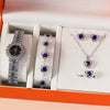 Ladies Alloy And Stainless Steel Leisure Round Dial Quartz Watch And Jewelry Set