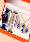 Ladies Alloy And Stainless Steel Leisure Round Dial Quartz Watch And Jewelry Set