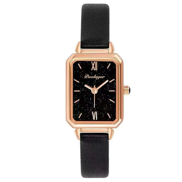Ladies Alloy And Stainless Steel Square Quartz Watch With Mineral Strengthened Glass Mirror And Onion Crown