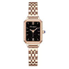 Ladies Alloy And Stainless Steel Square Quartz Watch With Mineral Strengthened Glass Mirror And Onion Crown