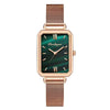 Ladies Alloy And Stainless Steel Square Quartz Watch With Mineral Strengthened Glass Mirror And Onion Crown