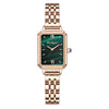 Ladies Alloy And Stainless Steel Square Quartz Watch With Mineral Strengthened Glass Mirror And Onion Crown