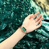 Ladies Alloy And Stainless Steel Square Quartz Watch With Mineral Strengthened Glass Mirror And Onion Crown