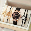 Ladies Alloy Belt Quartz Watch With Round Diamond Dial And Beaded Bracelet