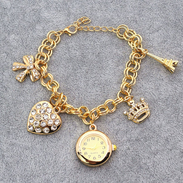 Ladies Alloy Bracelet Watch Round Dial Leisure Style