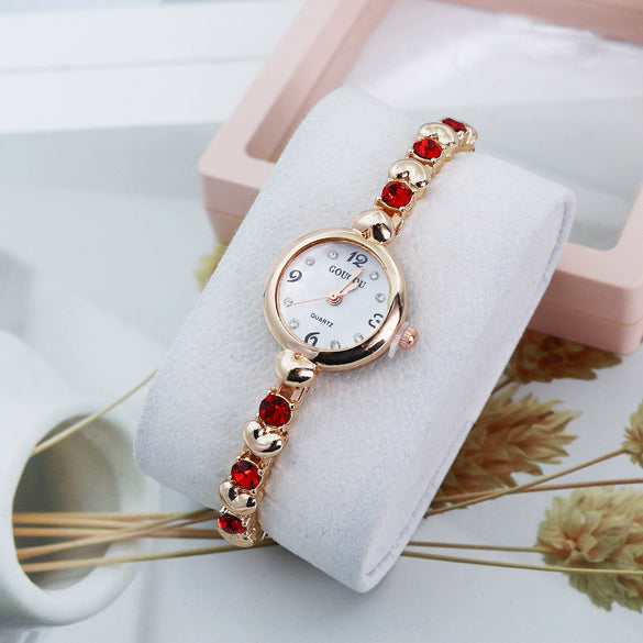 Ladies Alloy Bracelet Watch With Round Dial Casual Style