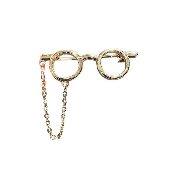 Ladies Alloy Cartoon Cute Glasses Style Electroplated Brooch Collar Pin Suit Antiexposure Buckle Pin Accessories