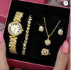 Ladies Alloy Case Imitation Leather Strap Round Dial Diamond Watch