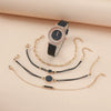 Ladies Alloy Case Imitation Leather Strap Round Dial Diamond Watch