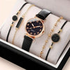 Ladies Alloy Case Imitation Leather Strap Round Dial Diamond Watch