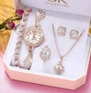 Ladies Alloy Case Imitation Leather Strap Round Dial Diamond Watch