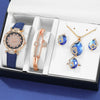 Ladies Alloy Case Stainless Steel Clasp Imitation Leather Strap Round Dial Pointer Quartz Watch