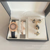 Ladies Alloy Case Stainless Steel Clasp Imitation Leather Strap Round Dial Pointer Quartz Watch