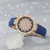 Ladies Alloy Case Stainless Steel Clasp Imitation Leather Strap Round Dial Pointer Quartz Watch