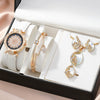 Ladies Alloy Case Stainless Steel Clasp Imitation Leather Strap Round Dial Pointer Quartz Watch