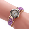 Ladies Alloy Case Textile Strap Round Dial Telescopic Rope Clasp Woven Bracelet Watch