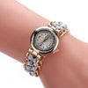 Ladies Alloy Case Textile Strap Round Dial Telescopic Rope Clasp Woven Bracelet Watch