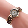 Ladies Alloy Case Textile Strap Round Dial Telescopic Rope Clasp Woven Bracelet Watch