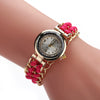 Ladies Alloy Case Textile Strap Round Dial Telescopic Rope Clasp Woven Bracelet Watch