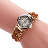 Ladies Alloy Case Textile Strap Round Dial Telescopic Rope Clasp Woven Bracelet Watch