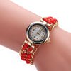 Ladies Alloy Case Textile Strap Round Dial Telescopic Rope Clasp Woven Bracelet Watch