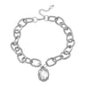 Ladies Alloy Chain With Multicolor Gem And Geometric Rhinestone Pendant Necklace Diamond Design