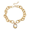 Ladies Alloy Chain With Multicolor Gem And Geometric Rhinestone Pendant Necklace Diamond Design