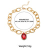 Ladies Alloy Chain With Multicolor Gem And Geometric Rhinestone Pendant Necklace Diamond Design