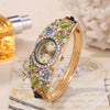 Ladies Alloy Cloisonn¨¦ Flowery Retro Palace Style Quartz Watch Bracelet With Oval Dial