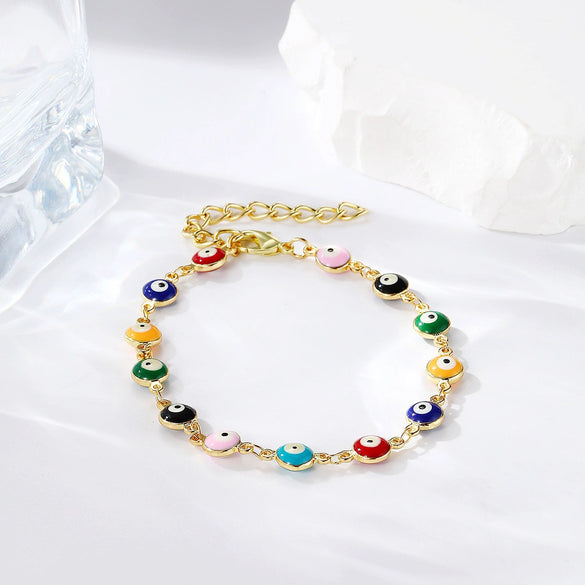 Ladies Alloy Demon Eye Pull Bracelet With Geometric Pattern And Electroplating Treatment