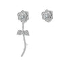 Ladies Alloy Earrings With White Roses Pattern And Set With Precious Stones