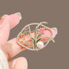 Ladies Alloy Flower Antique Orchid Electroplated Brooch