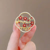 Ladies Alloy Flower Pattern Electroplated Brooch Natural Style Coat Accessory