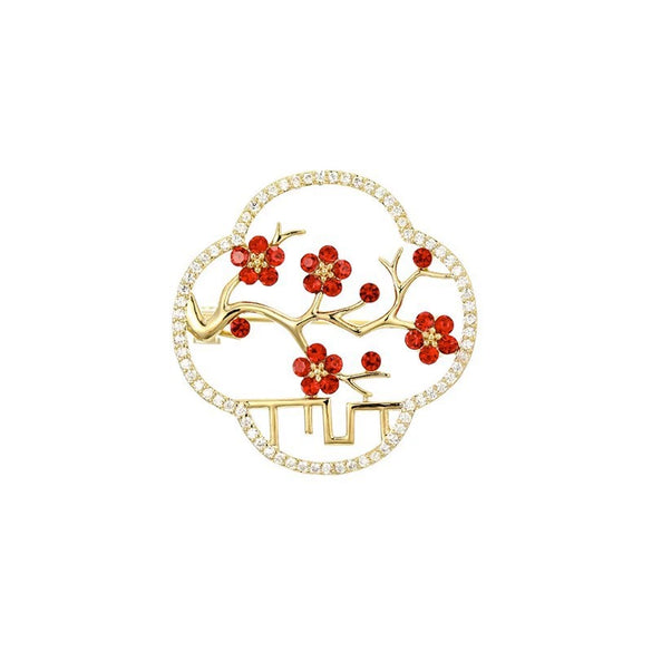 Ladies Alloy Flower Pattern Electroplated Brooch Natural Style Coat Accessory