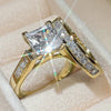 Ladies Alloy Flower Shaped Diamond Zircon Ring Set With Electroplating Jewelry