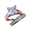 Ladies Alloy Flower Shaped Diamond Zircon Ring Set With Electroplating Jewelry