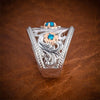 Ladies Alloy Geometric Flower Ring With Twocolor Gold Edge And Electroplating Design