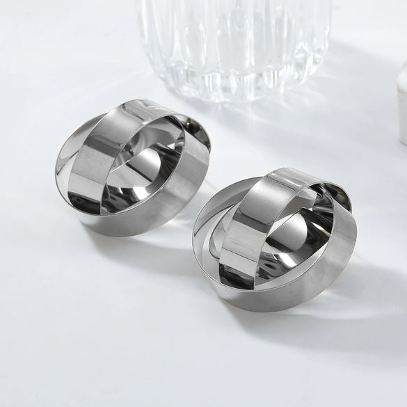 Ladies Alloy Geometric Three Dimensional Round Electroplated Earrings