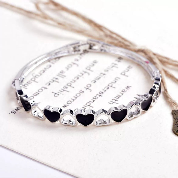 Ladies Alloy Heart Shape Inlaid Crystal Jewelry Bracelet