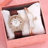 Ladies Alloy Imitation Leather Strap Round Dial Quartz Watch With Roman Face And Simple Fashion Style