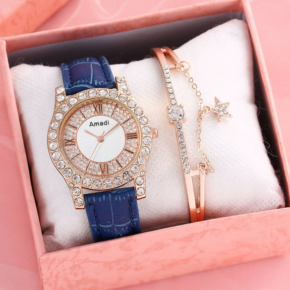 Ladies Alloy Imitation Leather Strap Round Dial Quartz Watch With Roman Face And Simple Fashion Style